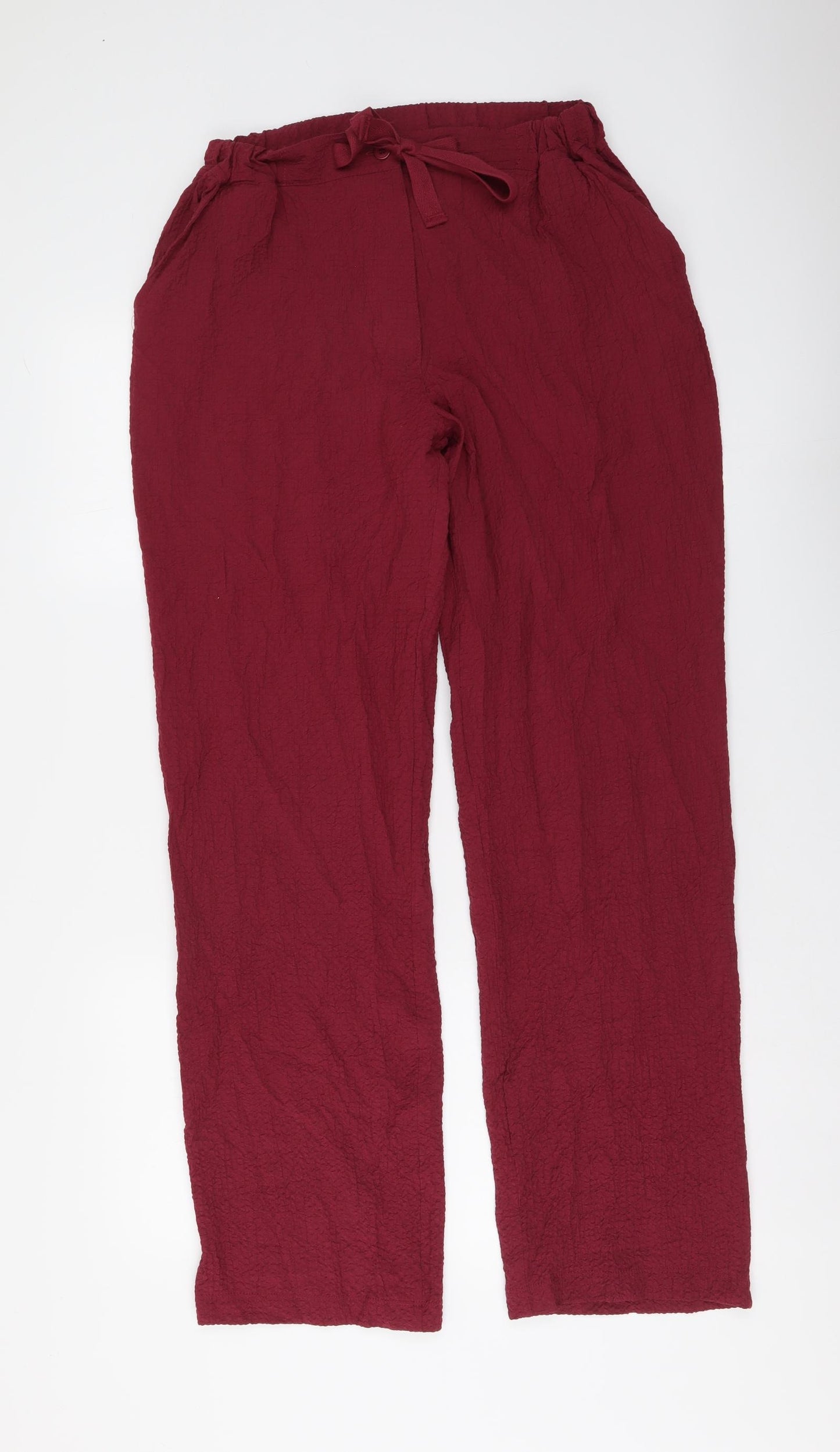 Cotton Traders Womens Purple Viscose Trousers Size 12 L31 in Regular Button