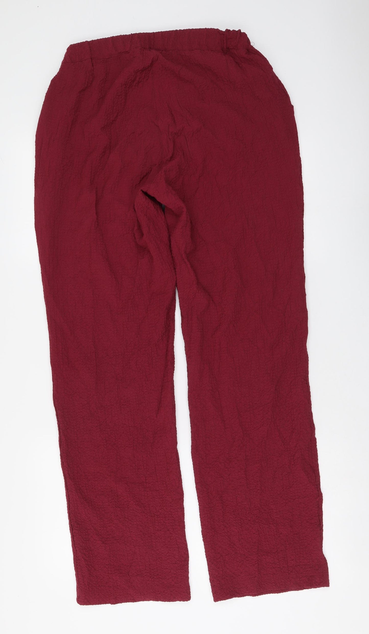 Cotton Traders Womens Purple Viscose Trousers Size 12 L31 in Regular Button