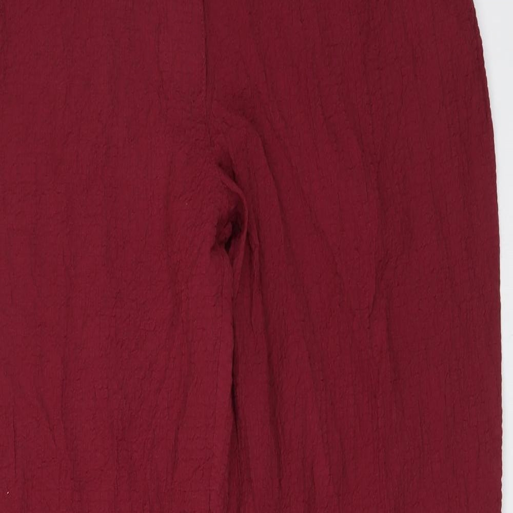 Cotton Traders Womens Purple Viscose Trousers Size 12 L31 in Regular Button