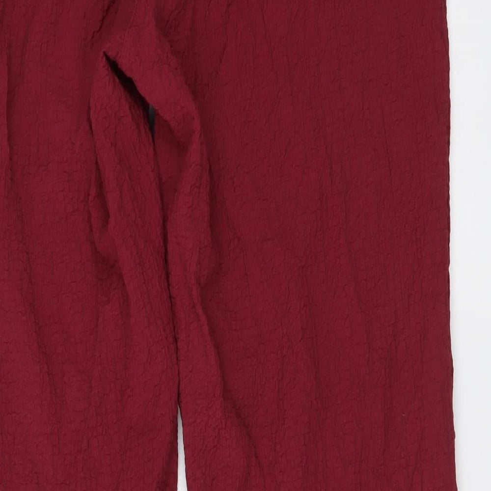 Cotton Traders Womens Purple Viscose Trousers Size 12 L31 in Regular Button