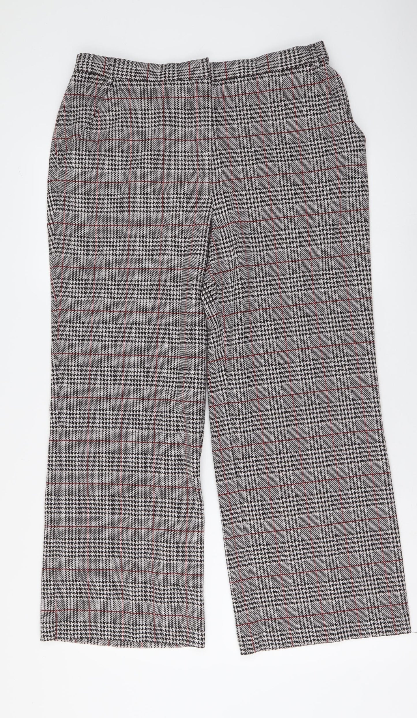 Damart Womens Grey Plaid Polyester Trousers Size 18 L27 in Regular Button