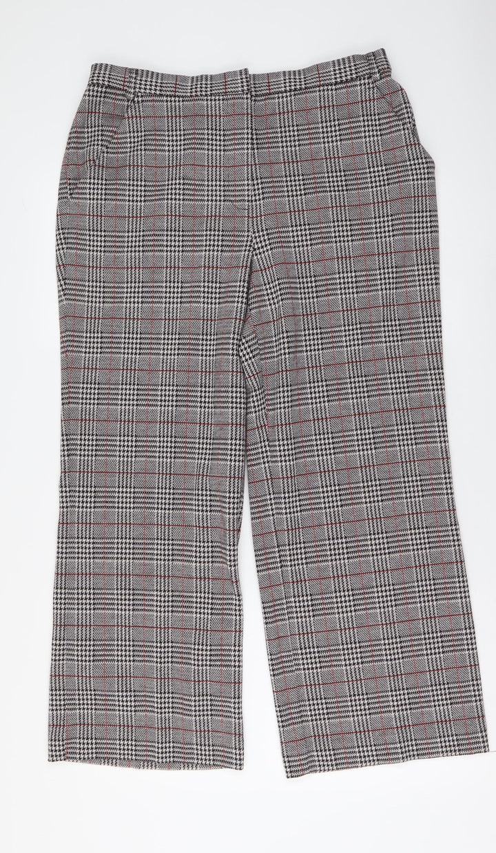 Damart Womens Grey Plaid Polyester Trousers Size 18 L27 in Regular Button