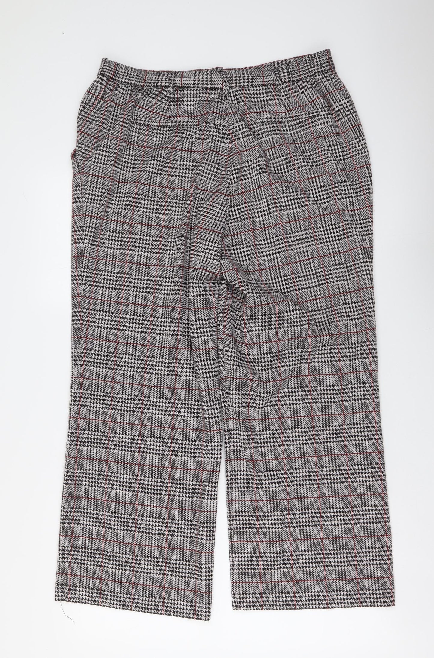 Damart Womens Grey Plaid Polyester Trousers Size 18 L27 in Regular Button
