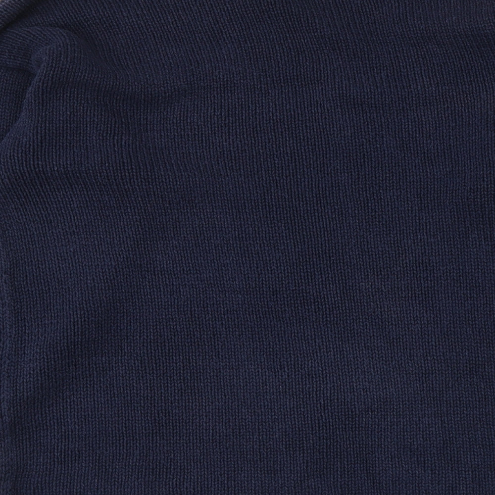 Together Womens Blue Round Neck Floral Acrylic Pullover Jumper Size 16