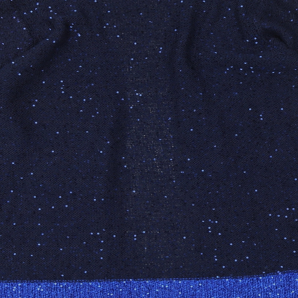 M&Co Womens Blue V-Neck Polyester Cardigan Jumper Size 2XL