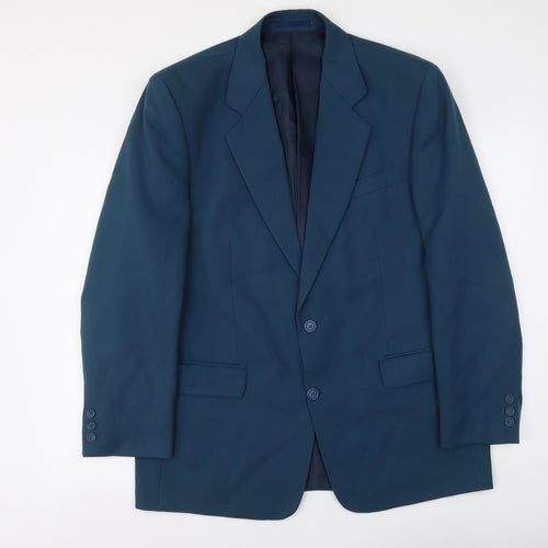 Essential Mens Blue Polyester Jacket Suit Jacket Size L
