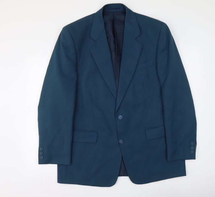 Essential Mens Blue Polyester Jacket Suit Jacket Size L