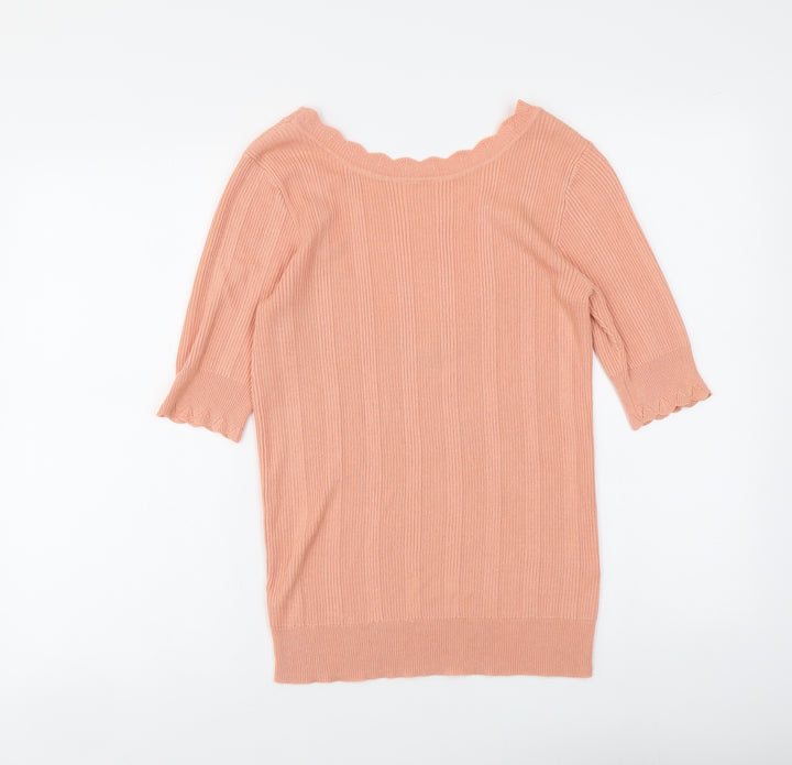 Oasis Womens Pink Round Neck Viscose Pullover Jumper Size M