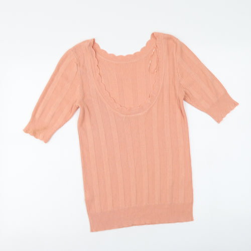 Oasis Womens Pink Round Neck Viscose Pullover Jumper Size M