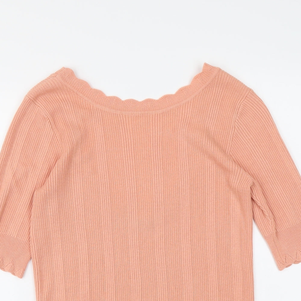 Oasis Womens Pink Round Neck Viscose Pullover Jumper Size M