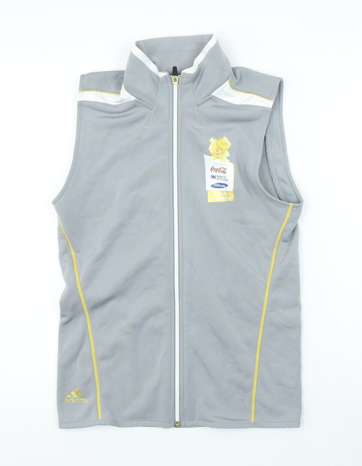 adidas Mens Grey Gilet Jacket Size XS Zip - Olympics