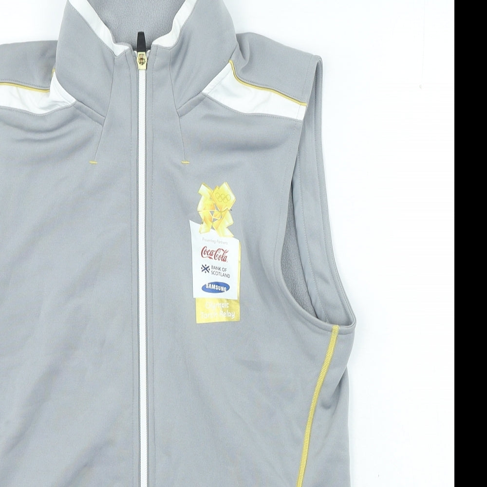 adidas Mens Grey Gilet Jacket Size XS Zip - Olympics