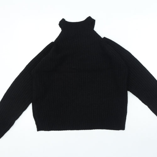 PEP&CO Womens Black Crew Neck Acrylic Pullover Jumper Size M - Cut Out Sholouder