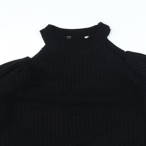 PEP&CO Womens Black Crew Neck Acrylic Pullover Jumper Size M - Cut Out Sholouder