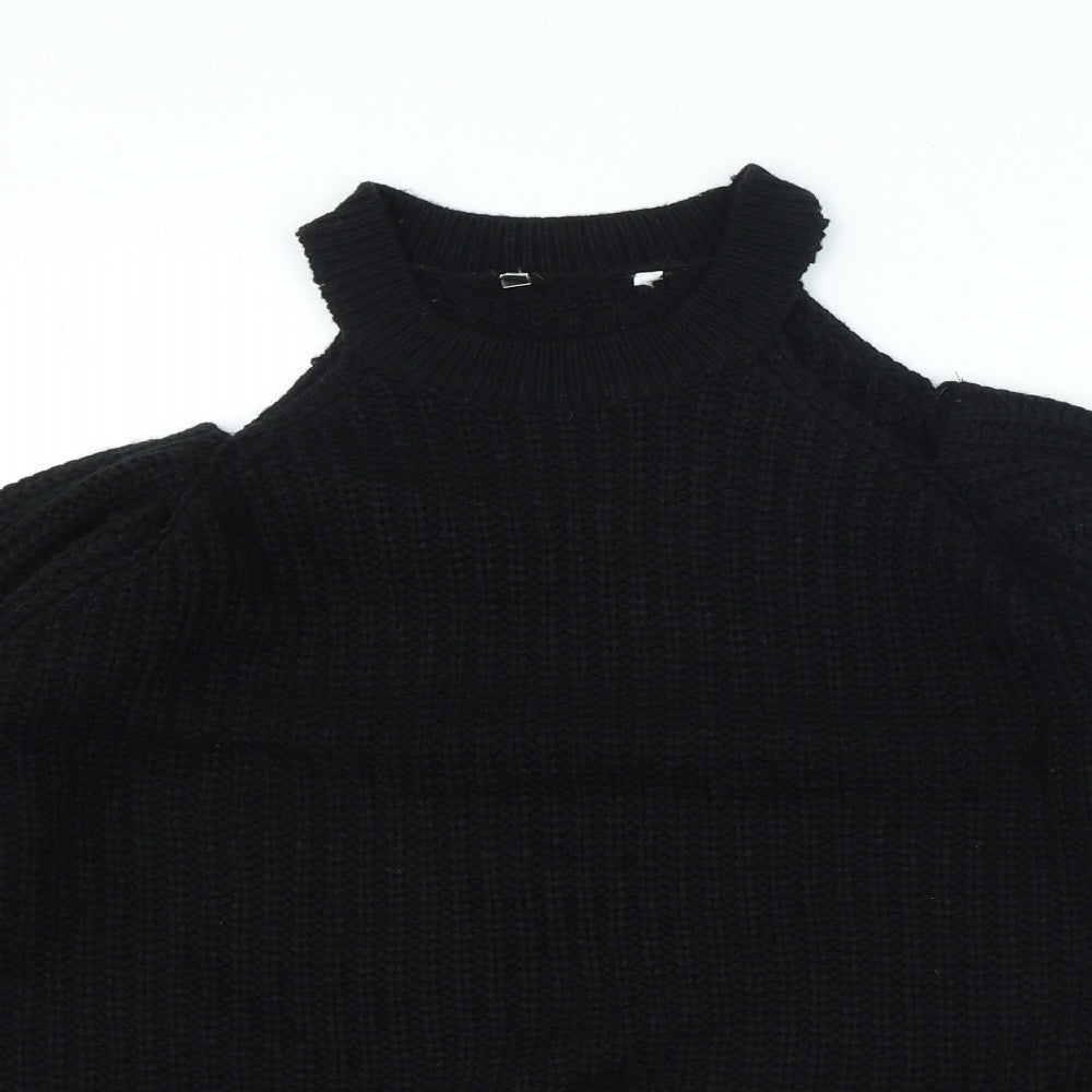 PEP&CO Womens Black Crew Neck Acrylic Pullover Jumper Size M - Cut Out Sholouder