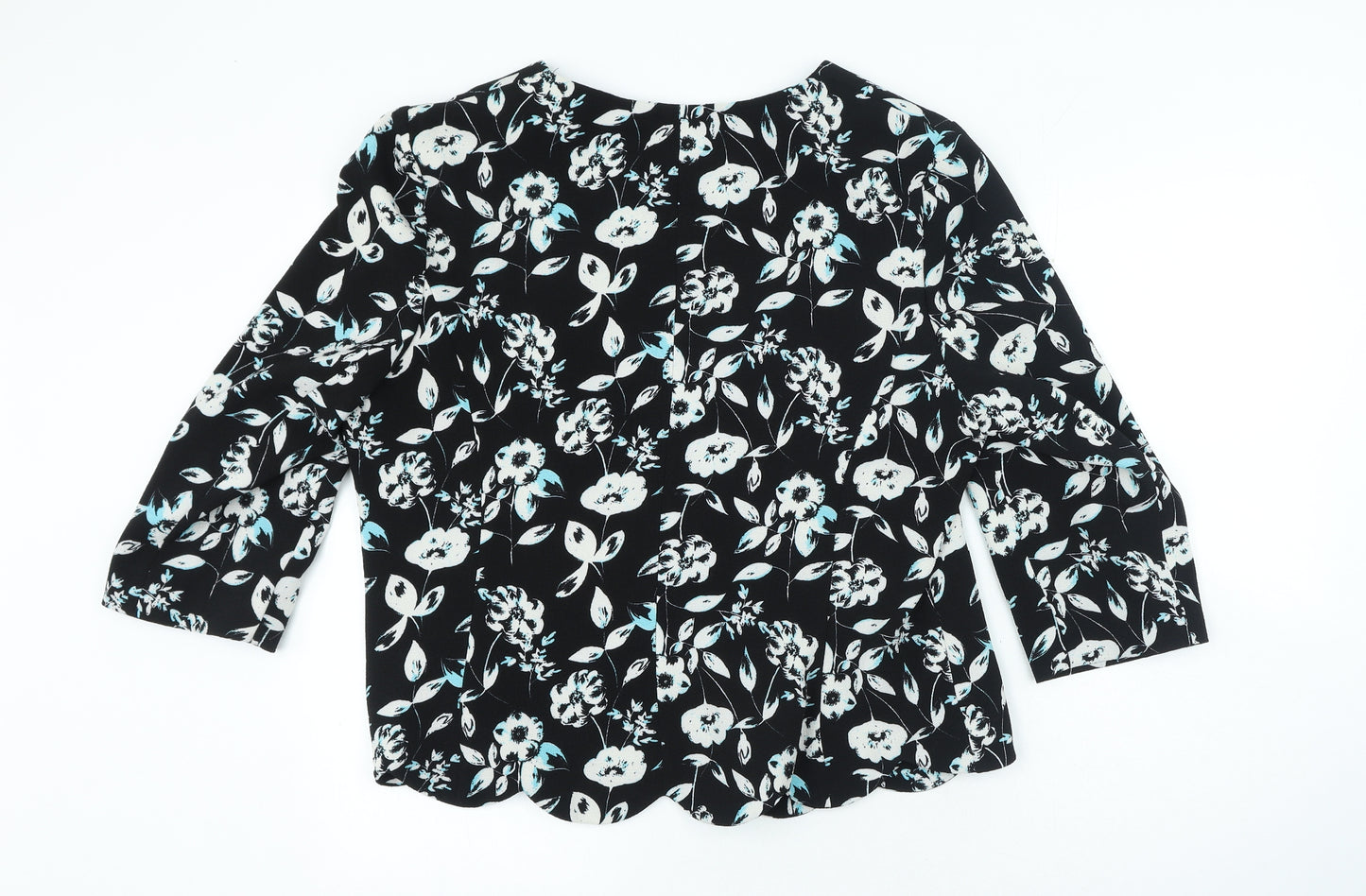 George Womens Black Floral Polyester Jacket Blazer Size 18