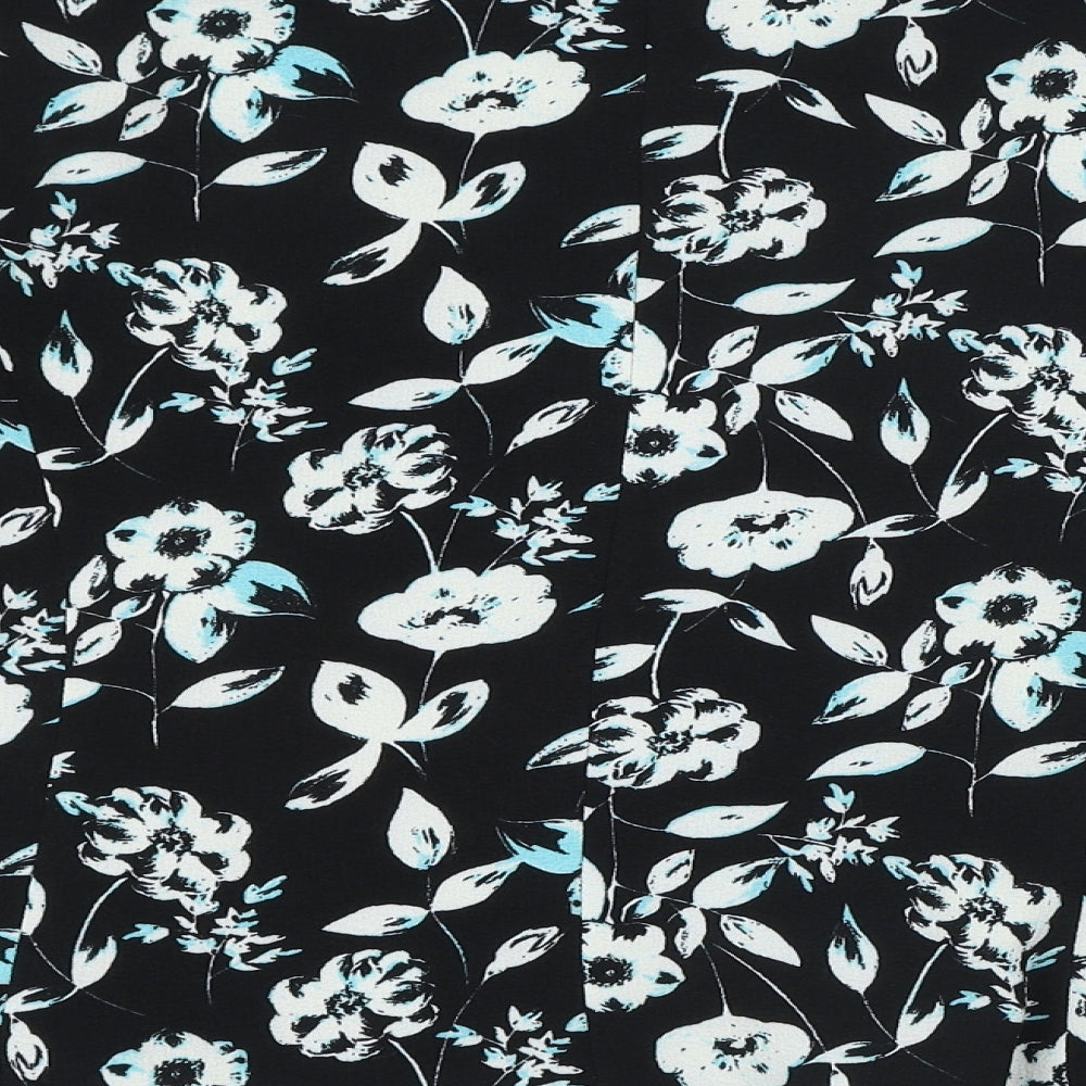 George Womens Black Floral Polyester Jacket Blazer Size 18