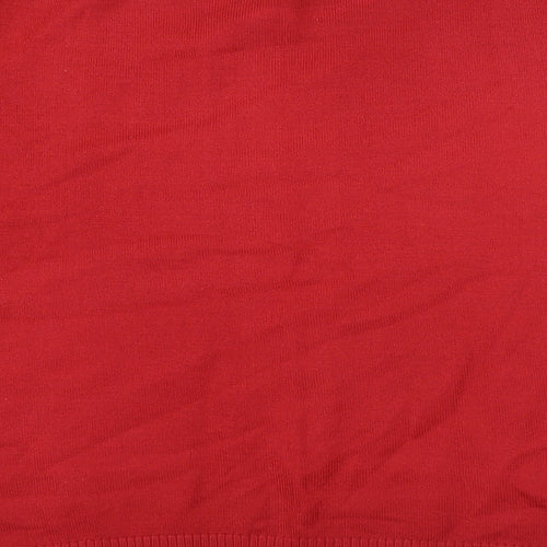 Preworn Womens Red Acrylic Basic T-Shirt Size L Round Neck