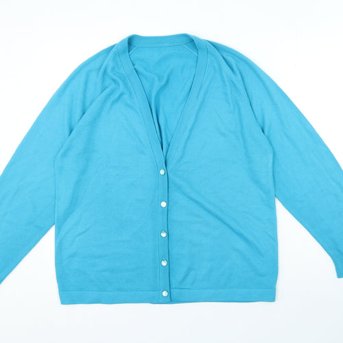 Preworn Womens Blue V-Neck Acrylic Cardigan Jumper Size L