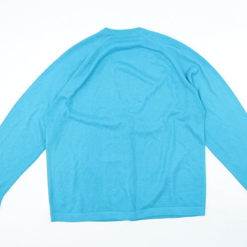 Preworn Womens Blue V-Neck Acrylic Cardigan Jumper Size L