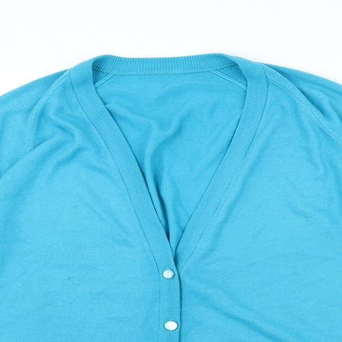 Preworn Womens Blue V-Neck Acrylic Cardigan Jumper Size L
