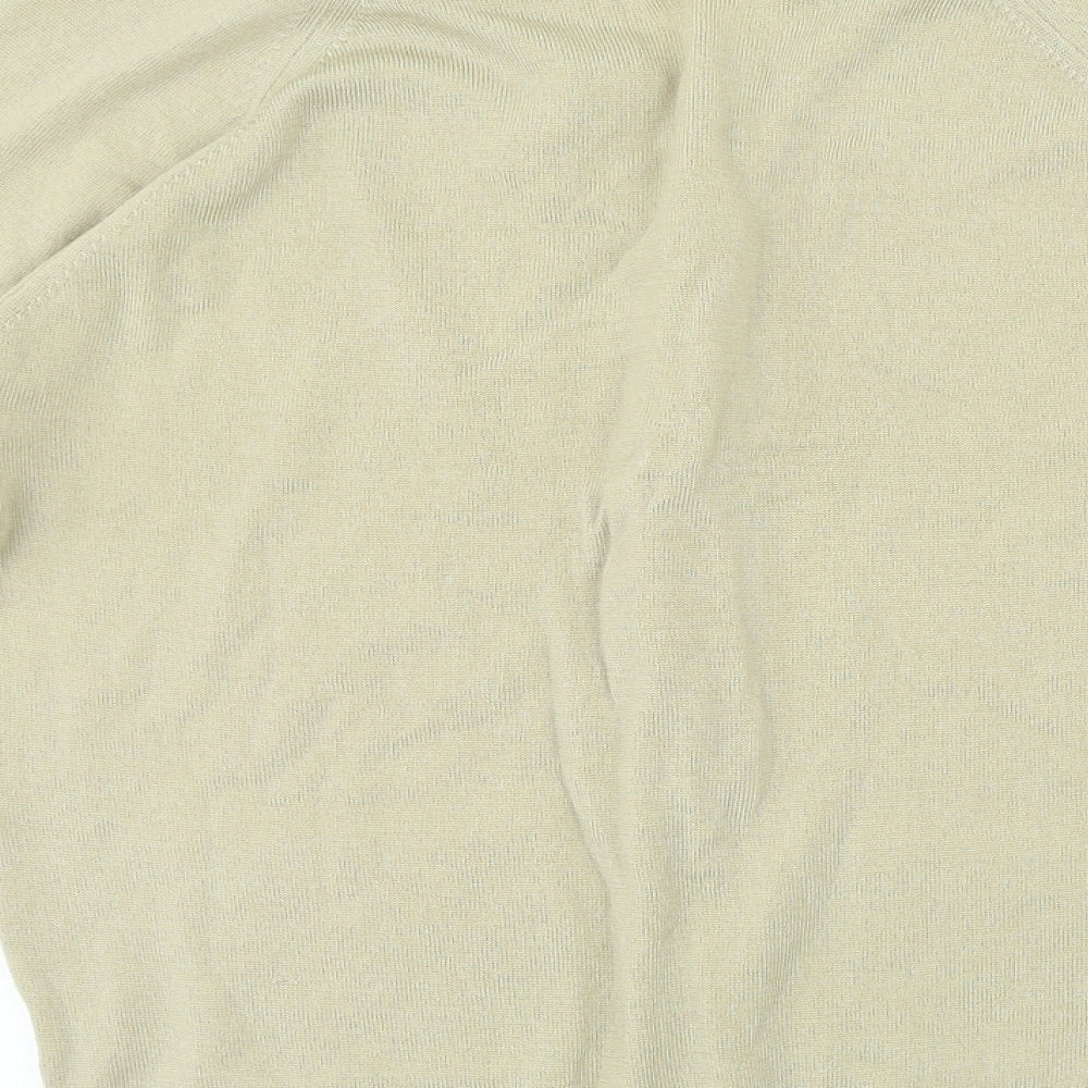 Pure New Wool Womens Beige V-Neck Wool Cardigan Jumper Size M