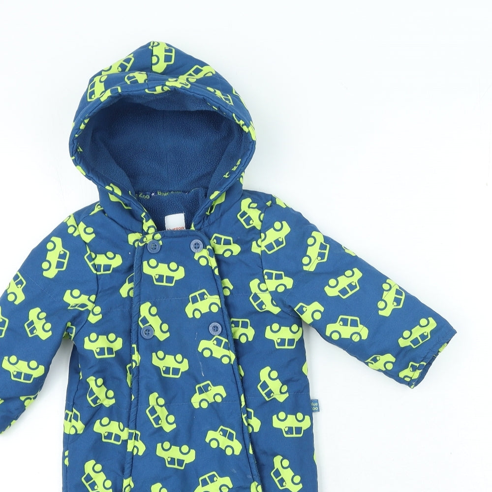 Blue Zoo Baby Blue Geometric Basic Coat Snowsuit Size 6-9 Months Button