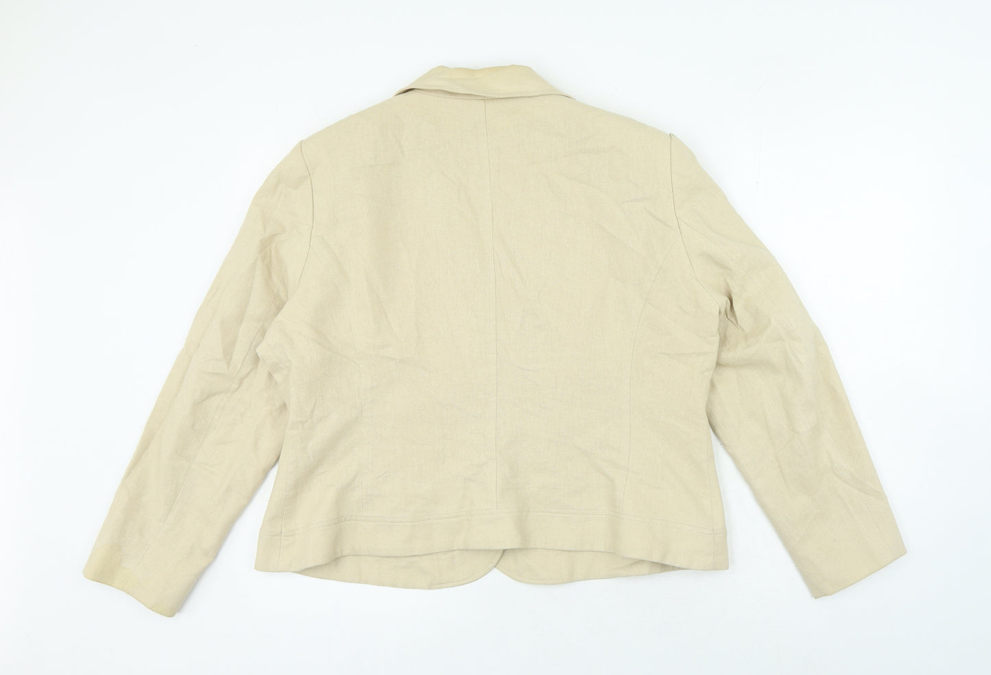 Klass Womens Beige Floral Linen Jacket Blazer Size 18 - Embroidered