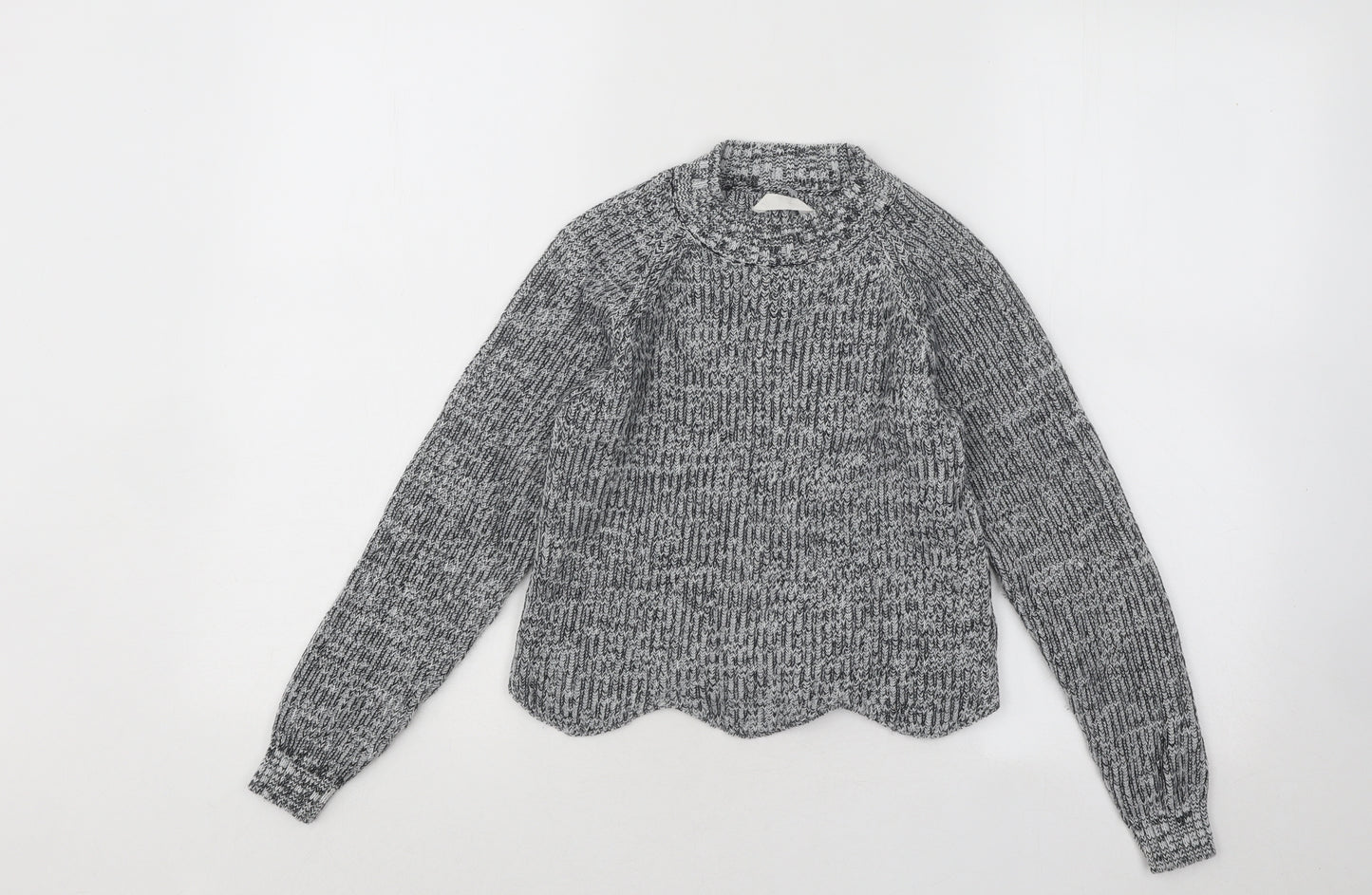 Candy Couture Girls Grey Mock Neck Geometric Cotton Pullover Jumper Size 11 Years Pullover