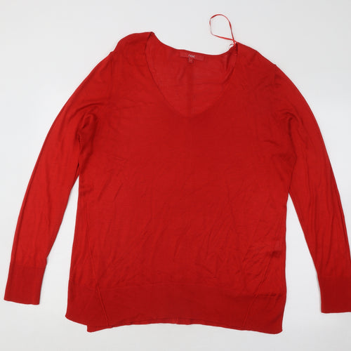 NEXT Womens Red Scoop Neck Viscose Pullover Jumper Size 16
