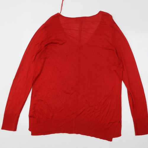 NEXT Womens Red Scoop Neck Viscose Pullover Jumper Size 16