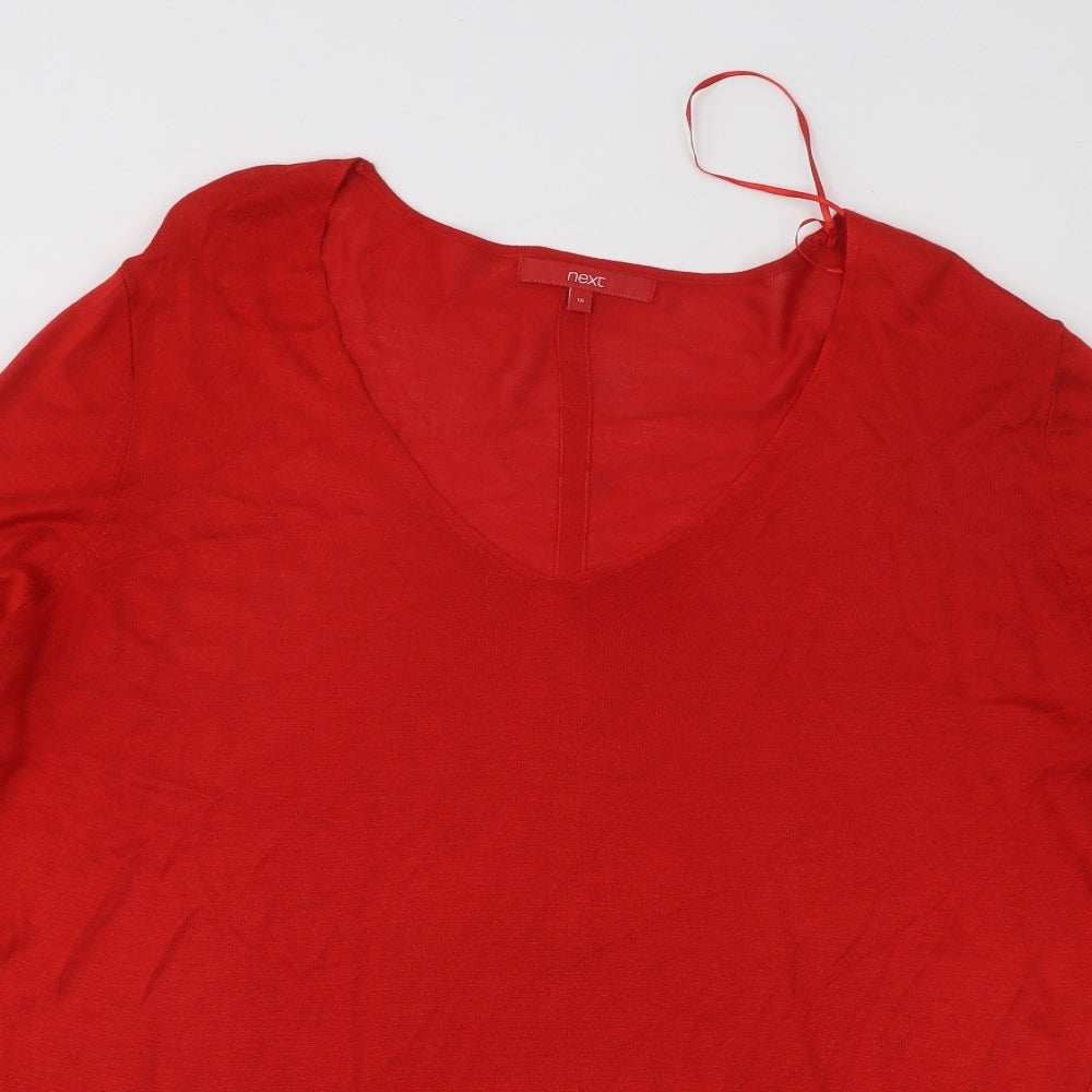 NEXT Womens Red Scoop Neck Viscose Pullover Jumper Size 16