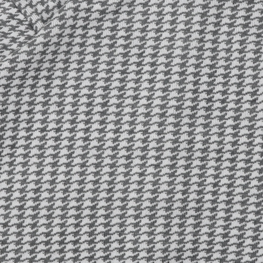 Reflect Womens Grey Round Neck Geometric Acrylic Cardigan Jumper Size L - Houndstooth