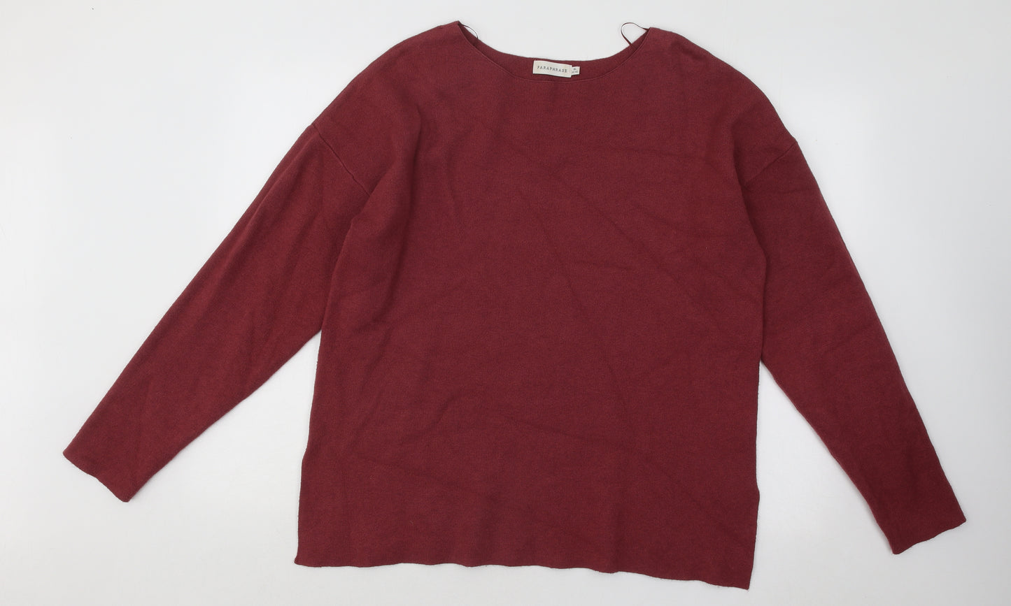 Paraphrase Womens Pink Boat Neck Viscose Pullover Jumper Size 16