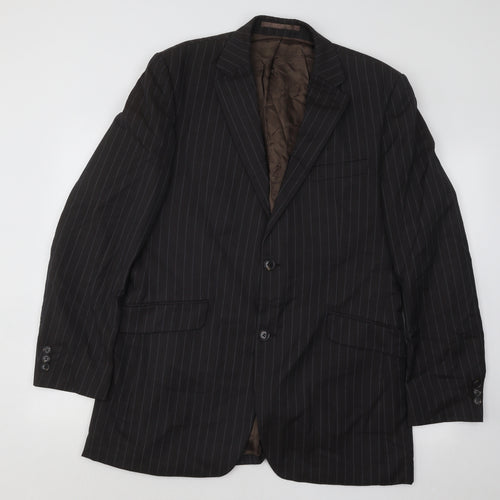 Studio Mens Brown Striped Polyester Jacket Suit Jacket Size 40