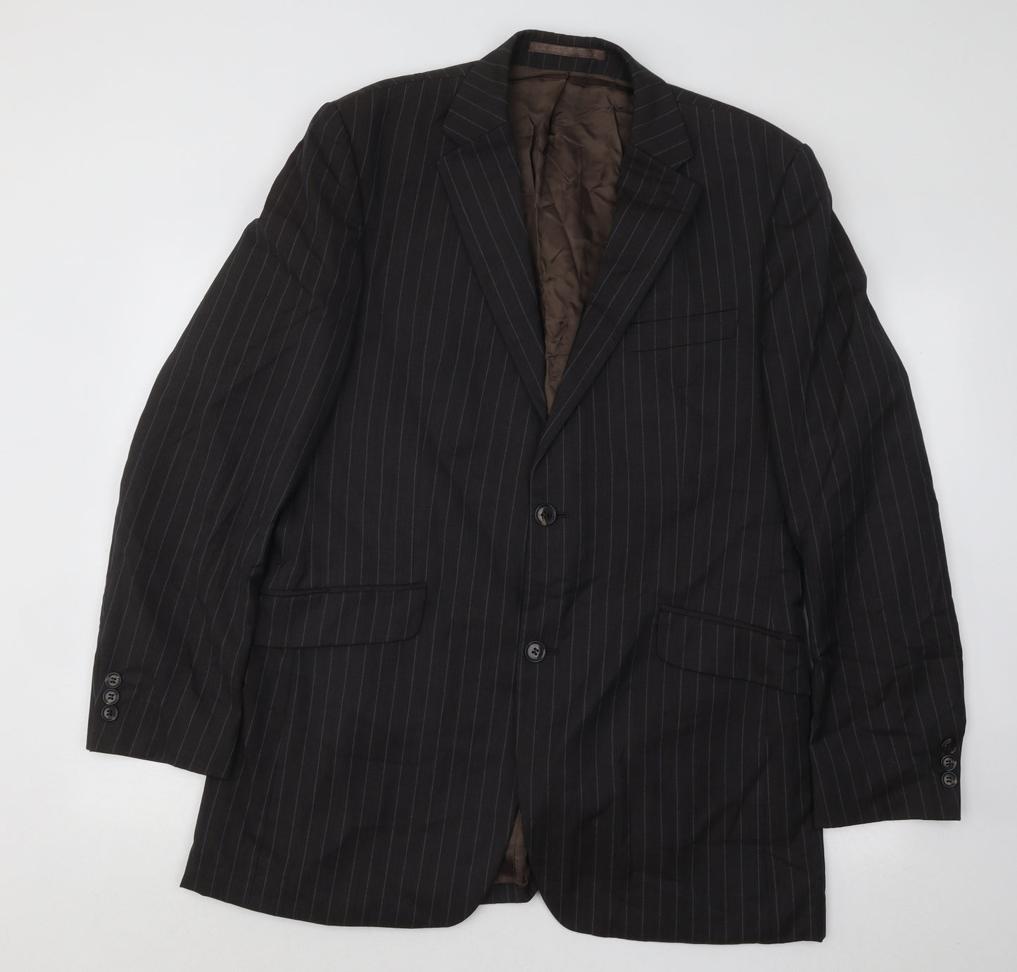 Studio Mens Brown Striped Polyester Jacket Suit Jacket Size 40