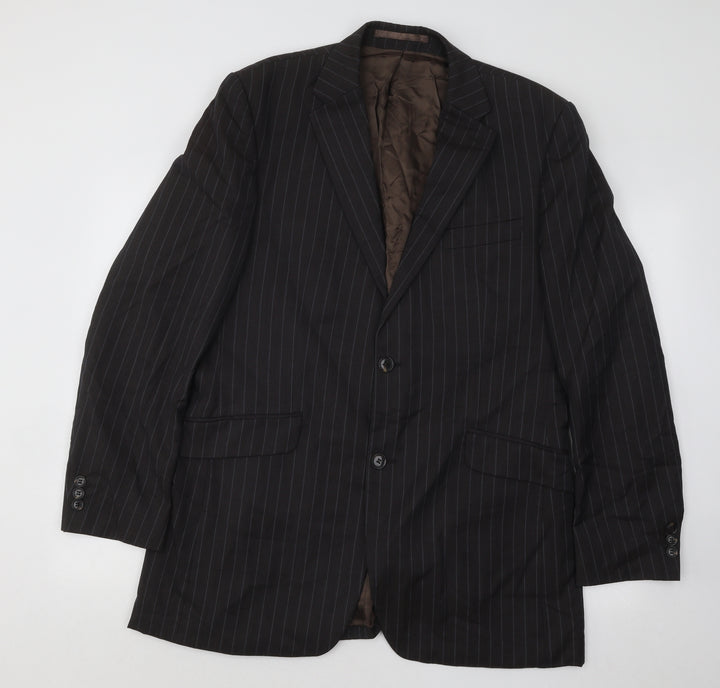 Studio Mens Brown Striped Polyester Jacket Suit Jacket Size 40