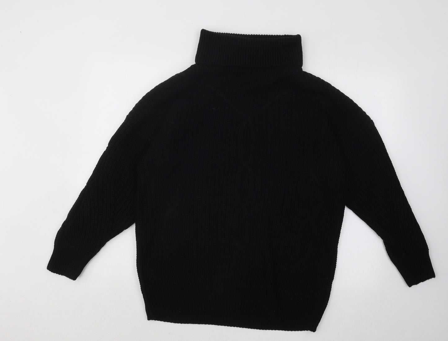 PRETTYLITTLETHING Womens Black Roll Neck Acrylic Pullover Jumper Size L