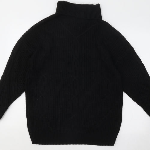 PRETTYLITTLETHING Womens Black Roll Neck Acrylic Pullover Jumper Size L