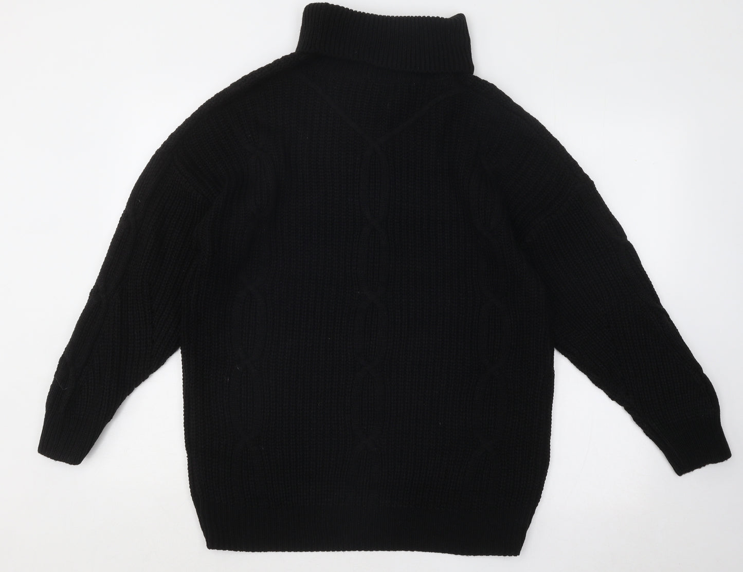 PRETTYLITTLETHING Womens Black Roll Neck Acrylic Pullover Jumper Size L