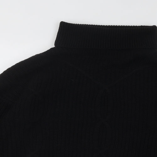 PRETTYLITTLETHING Womens Black Roll Neck Acrylic Pullover Jumper Size L