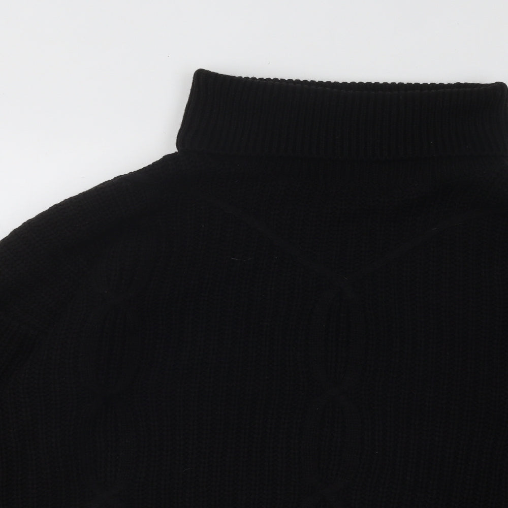 PRETTYLITTLETHING Womens Black Roll Neck Acrylic Pullover Jumper Size L