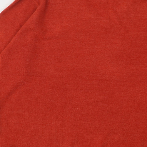 Easy Womens Orange V-Neck Acrylic Pullover Jumper Size L