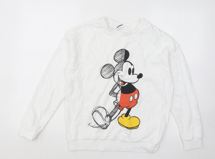 George Womens White Cotton Pullover Sweatshirt Size 8 Pullover - Mickey Mouse