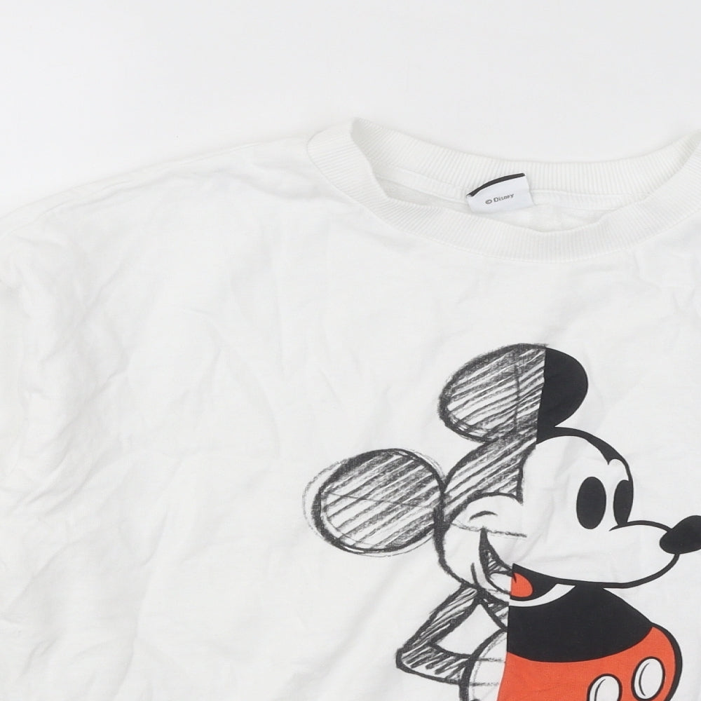 George Womens White Cotton Pullover Sweatshirt Size 8 Pullover - Mickey Mouse