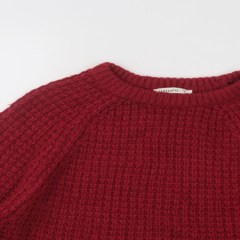 Terranova Womens Pink Round Neck Acrylic Pullover Jumper Size S
