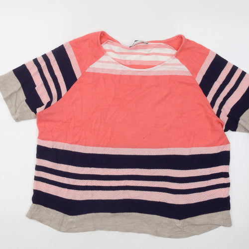 Marks and Spencer Womens Multicoloured Round Neck Striped Cotton Pullover Jumper Size 16