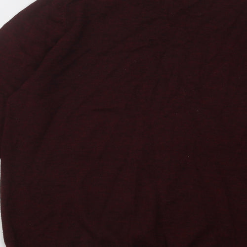 New Look Mens Red V-Neck Acrylic Pullover Jumper Size L