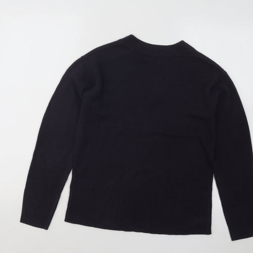 Marks and Spencer Womens Blue V-Neck Acrylic Pullover Jumper Size 8