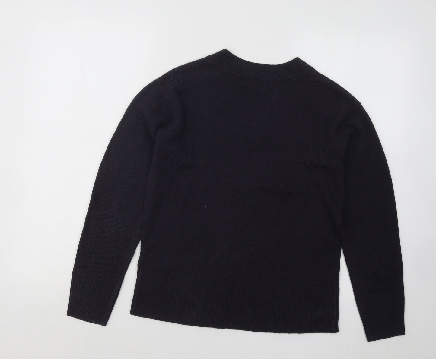 Marks and Spencer Womens Blue V-Neck Acrylic Pullover Jumper Size 8